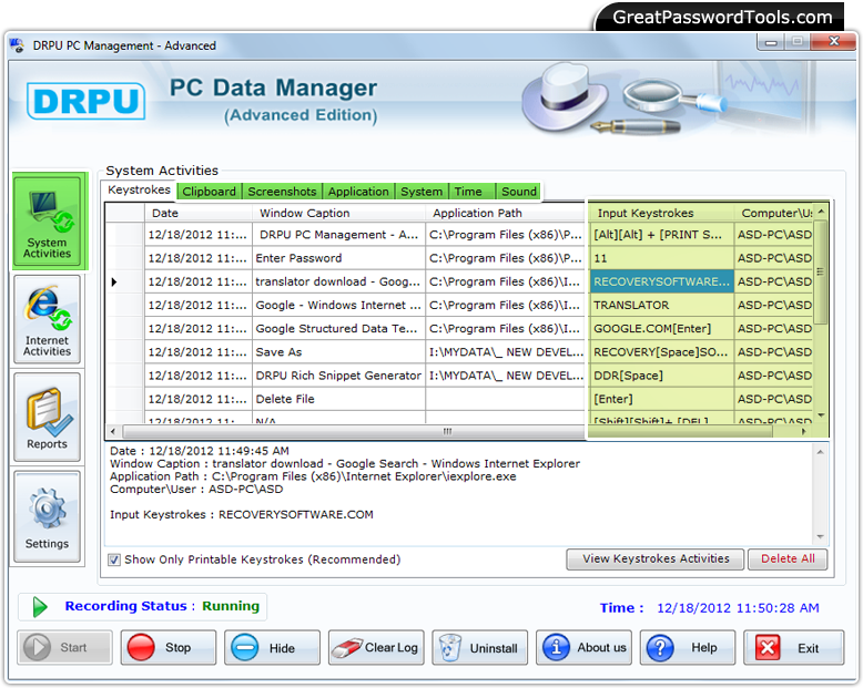 Advance Keylogger Software