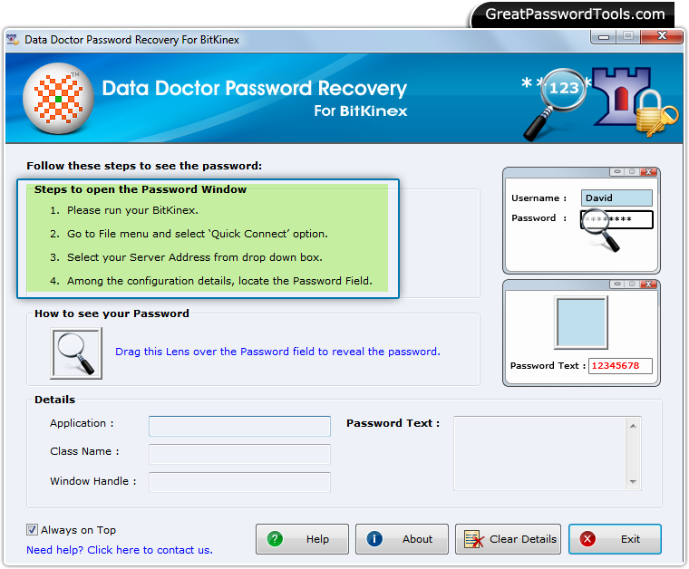 Password Recovery For BitKinex