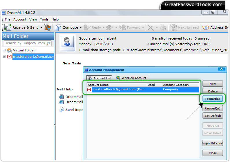 Password Recovery For DreamMail