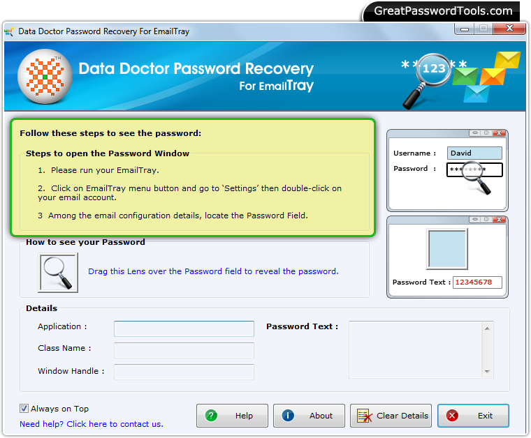 Password Recovery For EmailTray