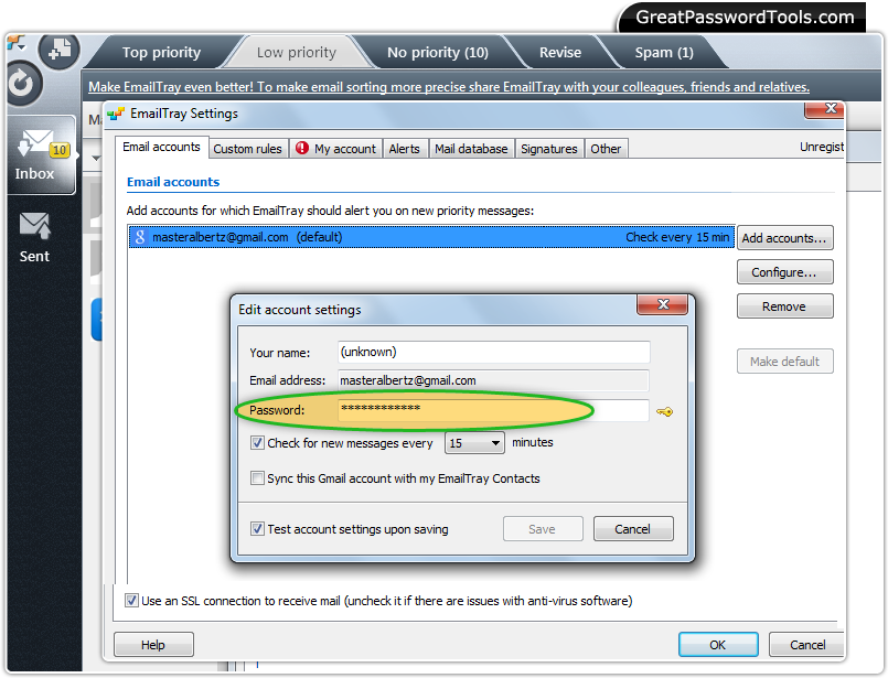 Password Recovery For EmailTray