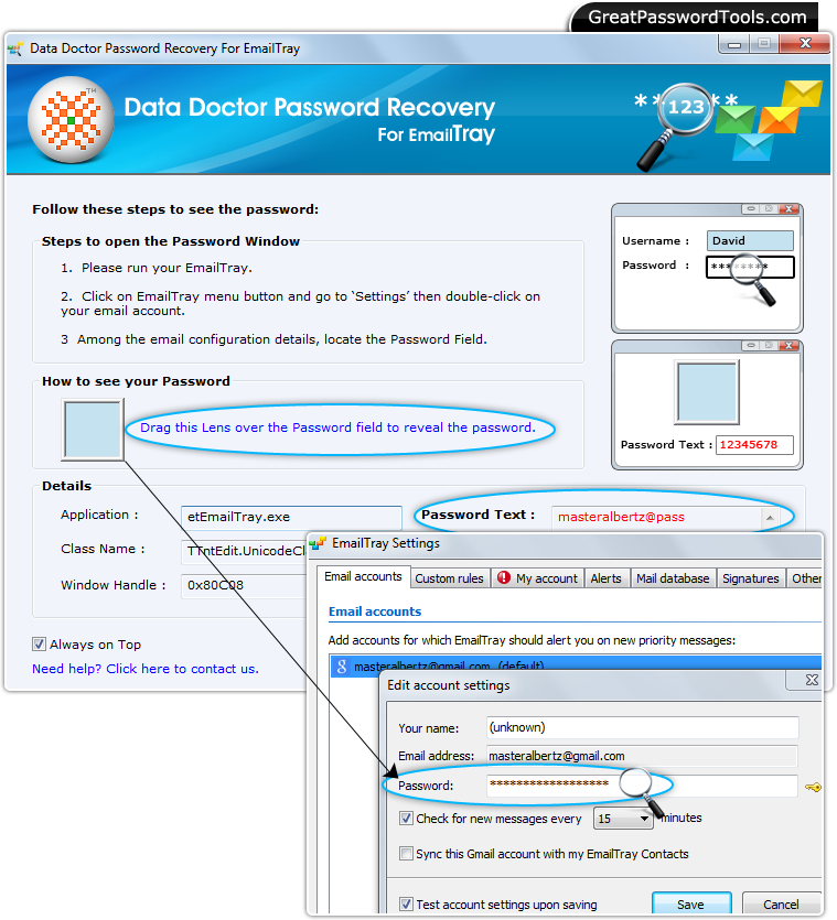 Password Recovery For EmailTray