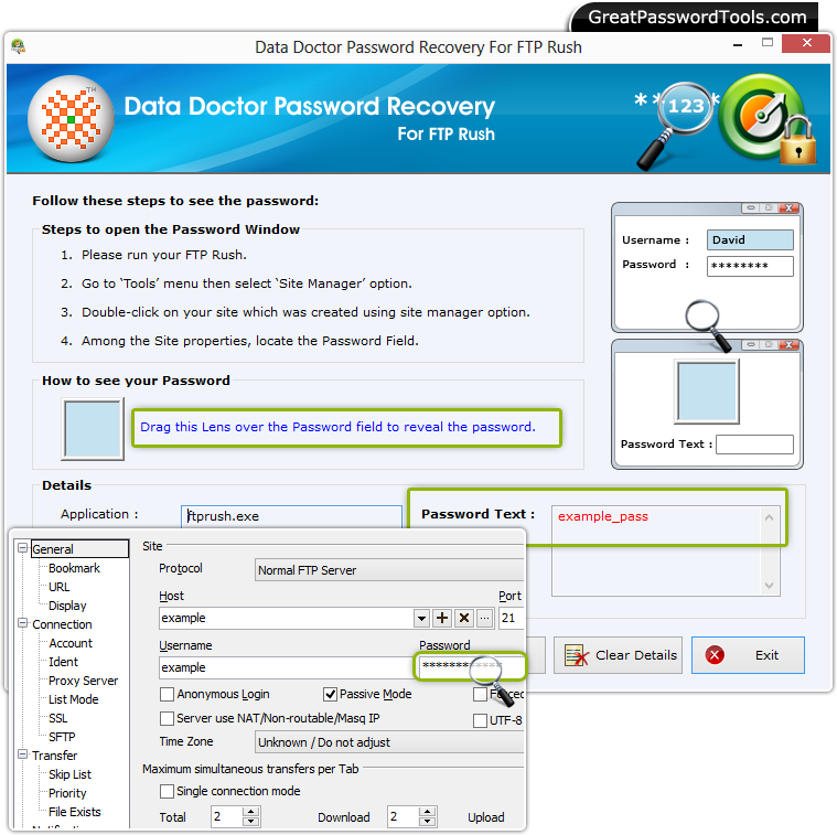 Password Recovery For FTP Rush