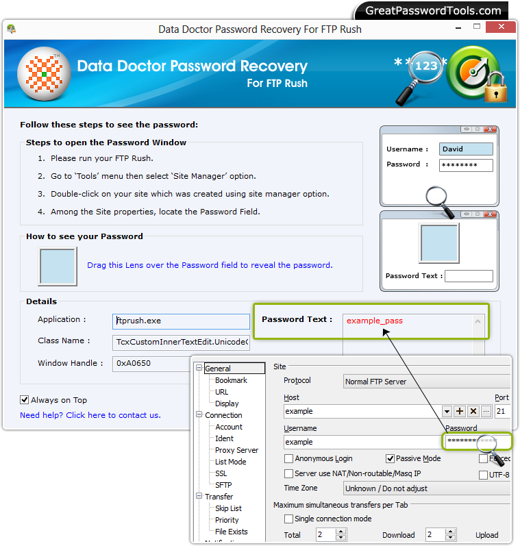 Password Recovery For FTP Rush