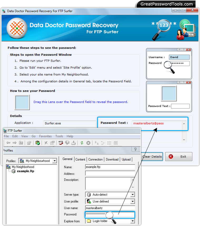 Password Recovery For FTP Surfer