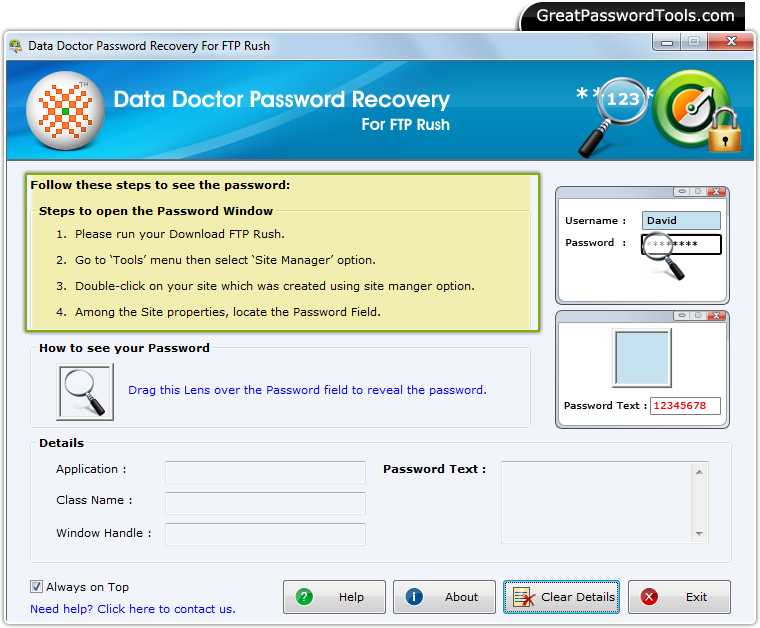 Password Recovery For FTP Rush