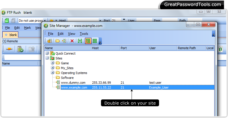 Password Recovery For FTP Rush