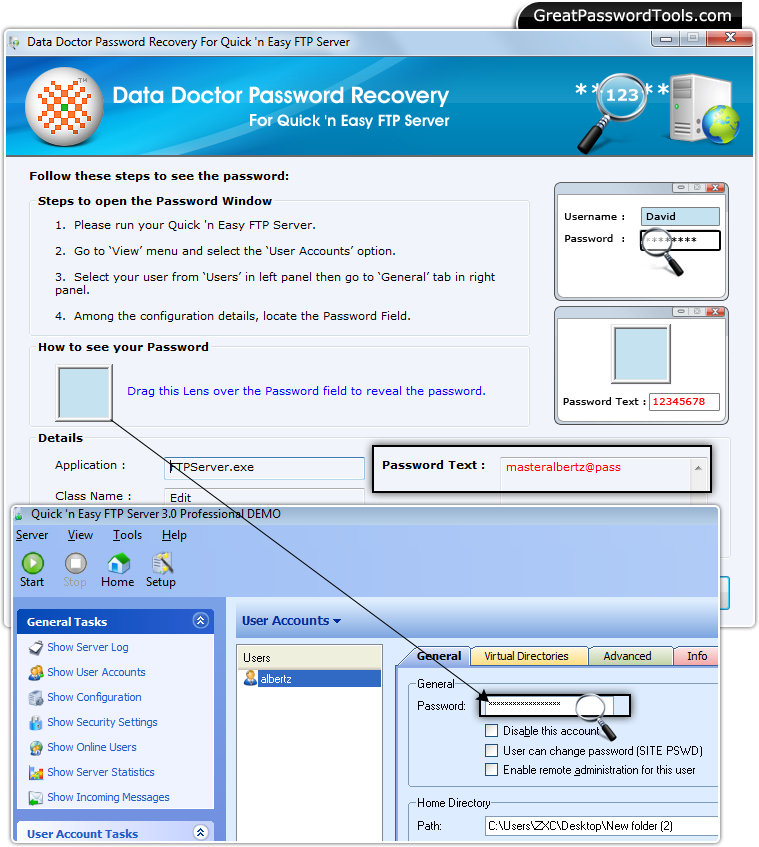 Password Recovery For quick 'n easy FTP Server