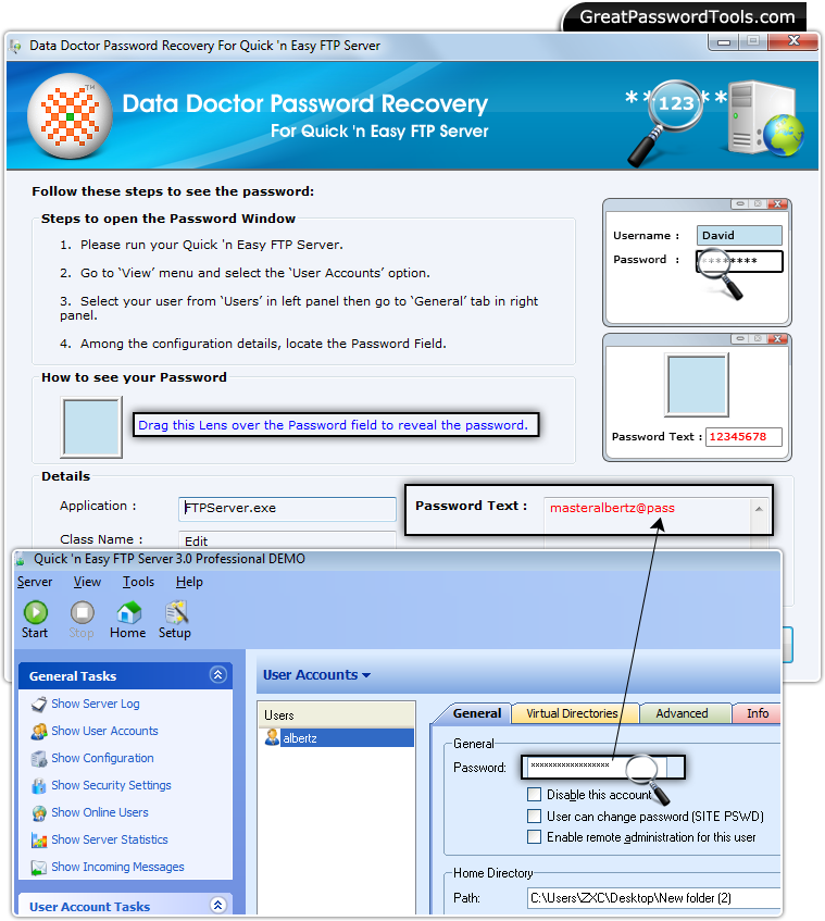 Password Recovery For quick 'n easy FTP Server