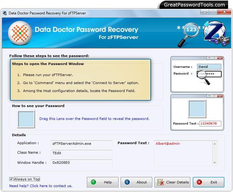 Password Recovery For zFTPServer